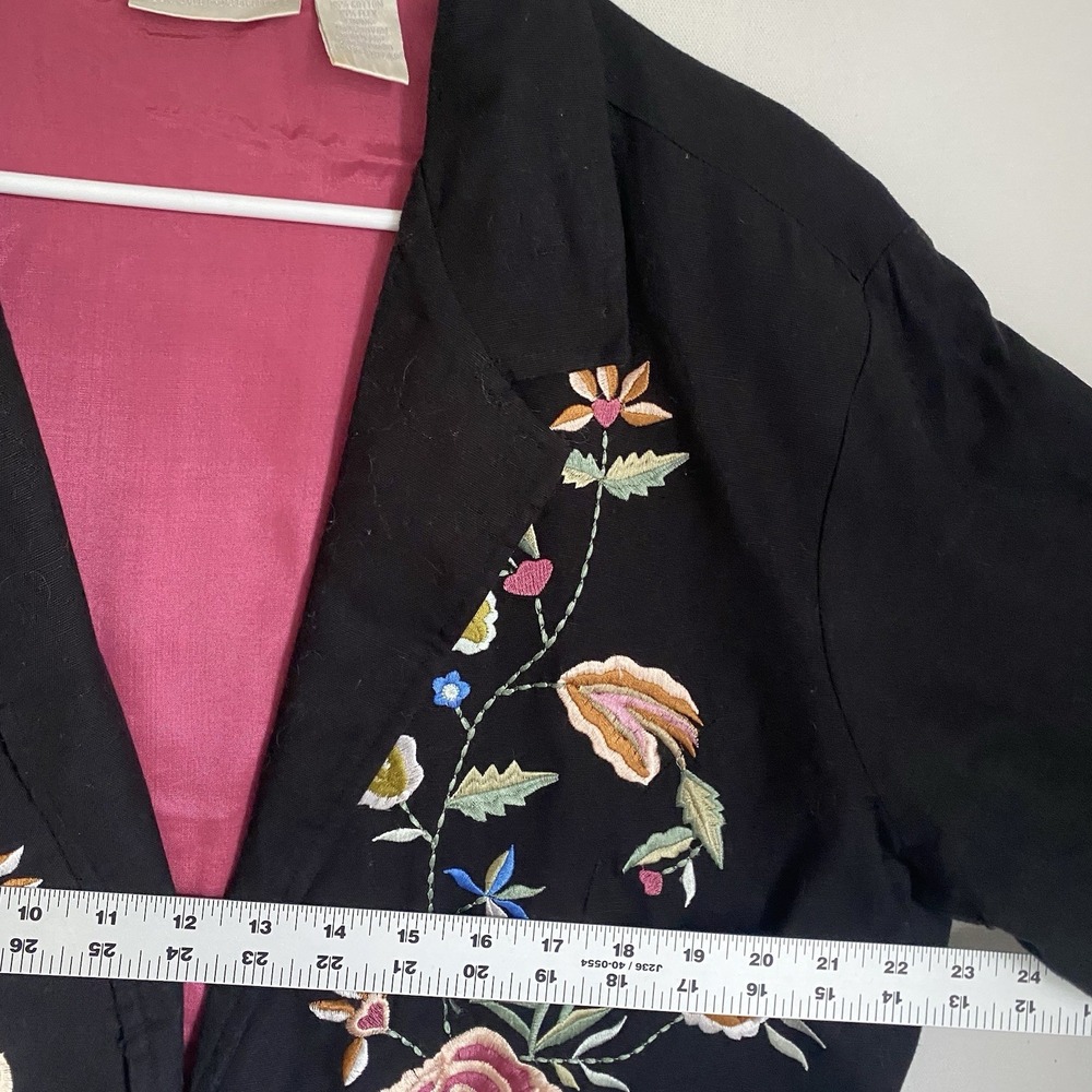 Soft Surroundings Lightweight Lined Jacket XL Floral Embroidered Boho Going Out - Picture 4 of 7